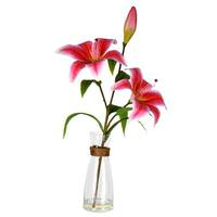 Vickerman 16.5" Artificial Pink Lily Floral Arrangement