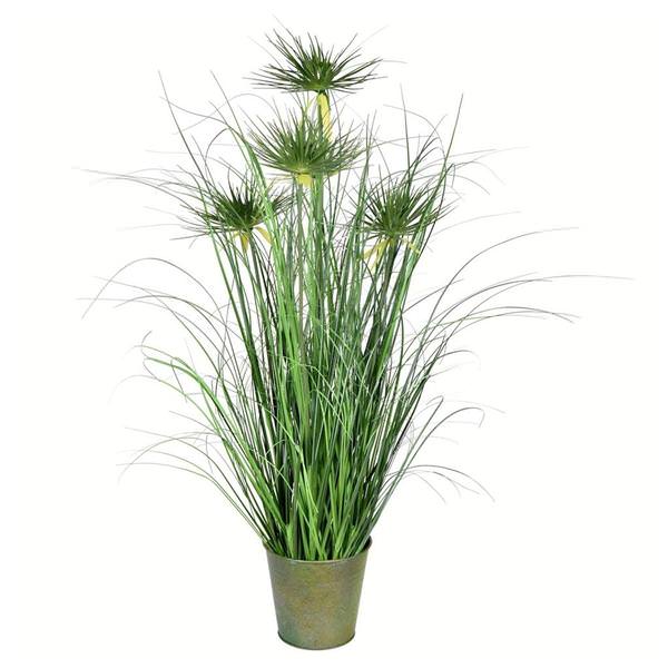 36" Artificial Green Cyperus Grass in Iron Pot