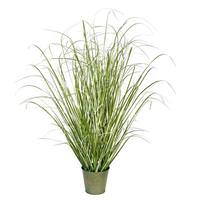 View 24" Artificial Green Grass in Iron Pot