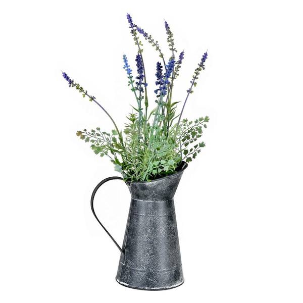 17.5" Artificial Lavender in Galvanized Pot