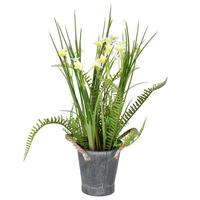 Vickerman 16.5" Artificial Daffodil in Galvanized Pot
