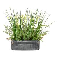 Vickerman 16" Artificial Daffodil in Galvanized Pot