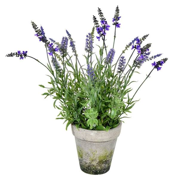 20" Artificial Lavender in Cement Pot
