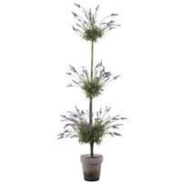 Vickerman 6' Artificial Triple Lavender Topiary in Cement Pot