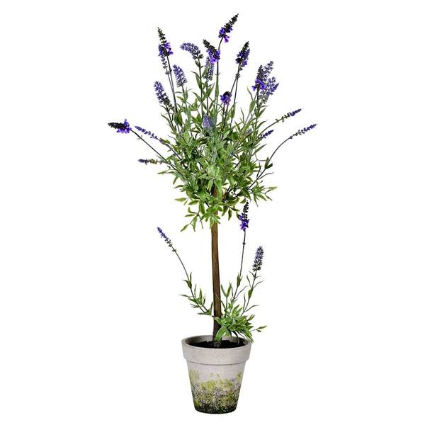 36" Artificial Lavender in Cement Pot