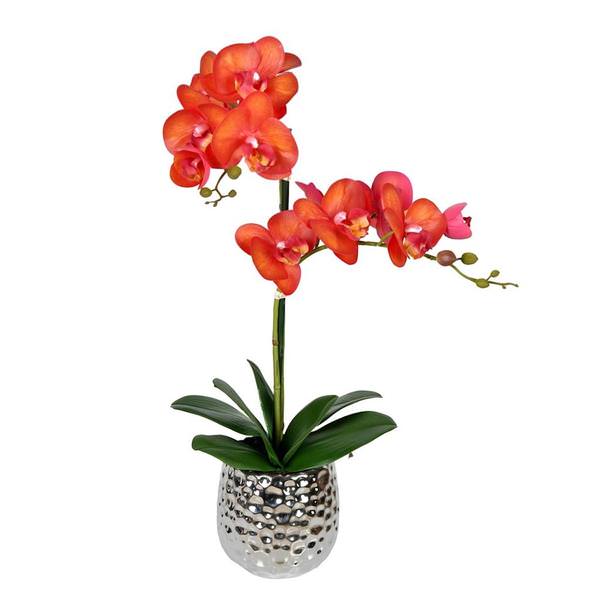 20.5" Artificial Orange Phalaenopsis in Pot