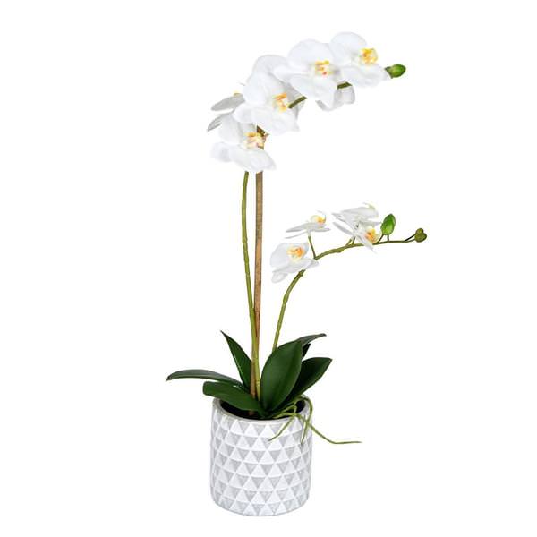 21" Artificial White Phalaenopsis in Pot