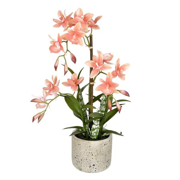 19" Artificial Orange Cycnoches in Pot