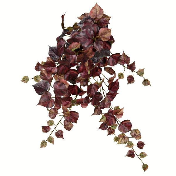 28" Artificial Burgundy Grape Leaf Hanging Bush (2 Pack)