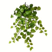 View 28" Artificial Green Pothos Leaf Hanging Bush