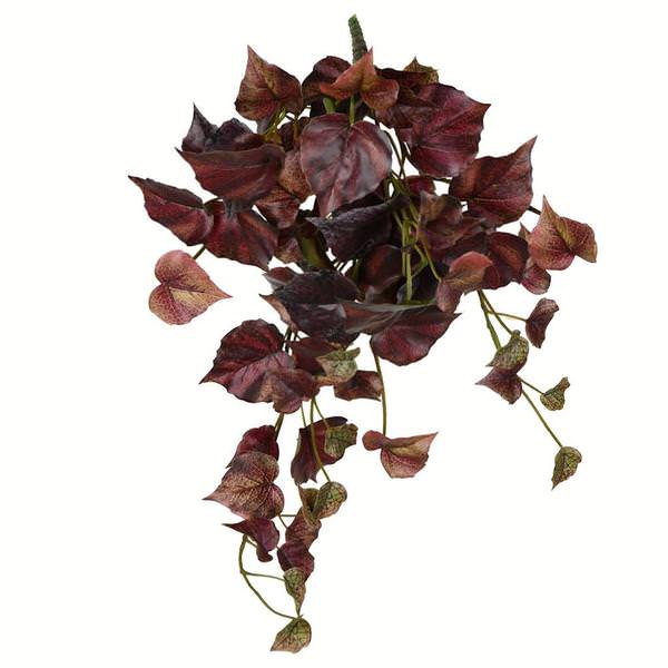 18" Artificial Burgundy Grape Leaf Hanging Bush (3 pack)