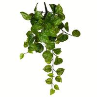 Vickerman 18" Artificial Green Pothos Leaf Hanging Bush