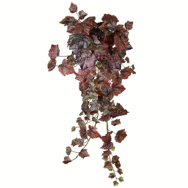 39" Artificial Burgundy Grape Leaf Hanging Bush