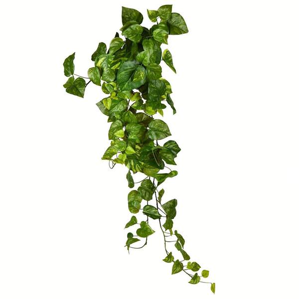 39" Artificial Green Pothos Leaf Hanging Bush