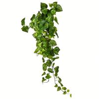 View 39" Artificial Green Pothos Leaf Hanging Bush