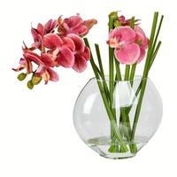 Vickerman 9.8" Artificial Pink Orchid in Glass Pot