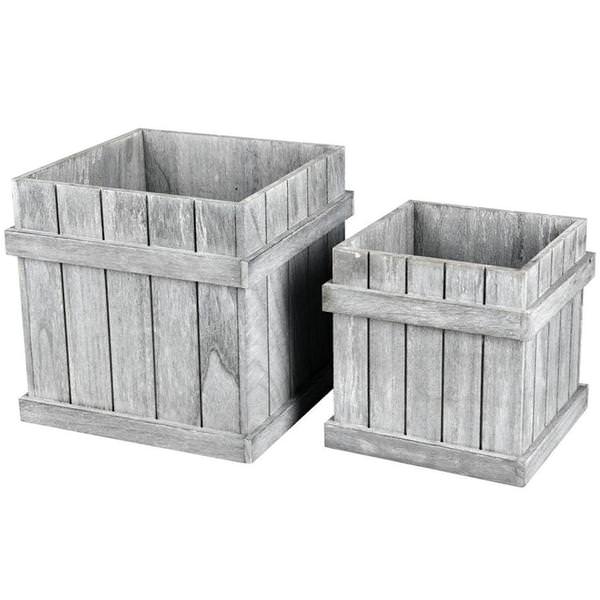 10" Wooden Panel Box (Set of 2)