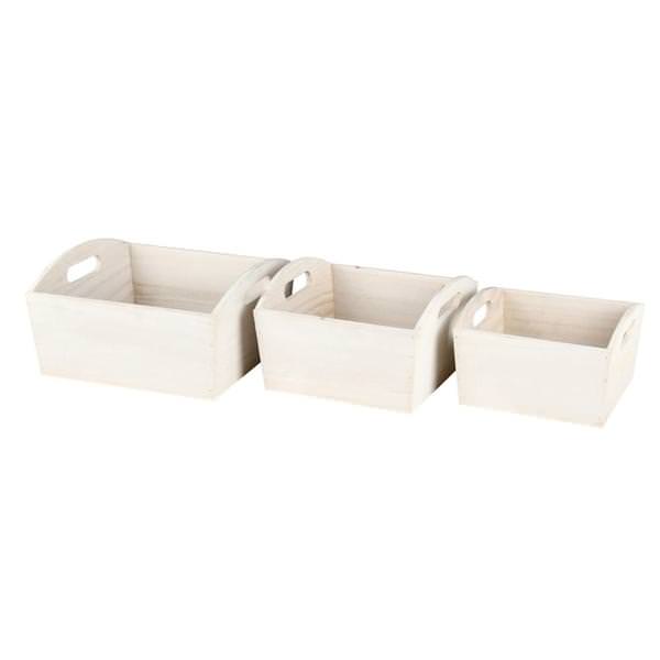 10" Wooden Boxes with Handles (Set of 3)