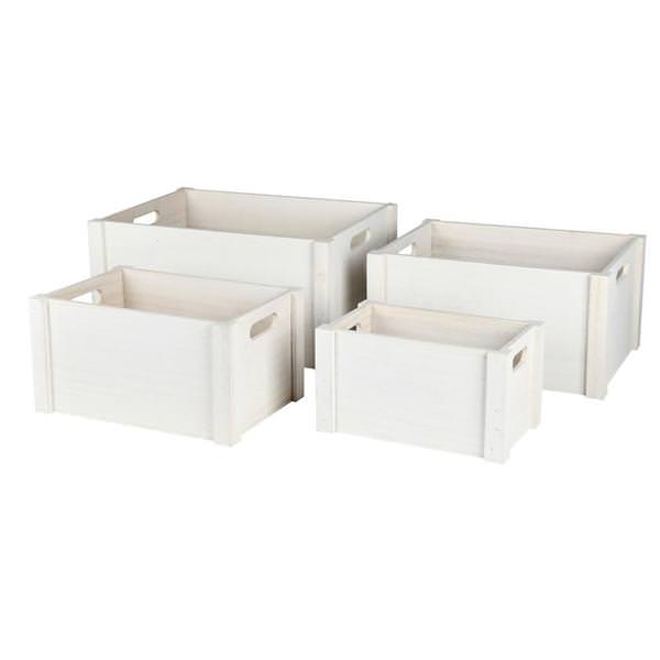 16" Wooden Boxes with Handles (Set of 4)