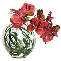 Vickerman 9.8" Artificial Purple Artificial Butterfly Orchid in Glass Pot