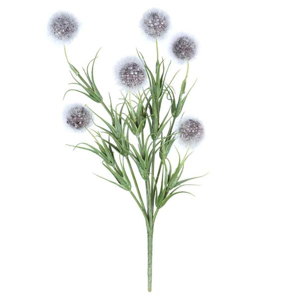 12" Artificial Gray Lavender Pom Pom Bush (6 pack)