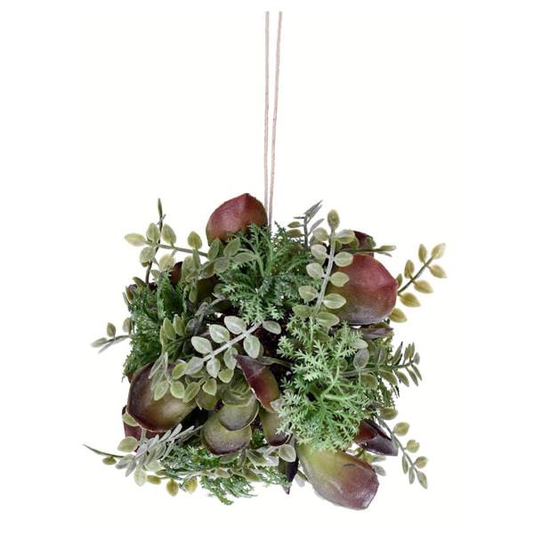 5" Artificial Mixed Green Red Succulent Ball