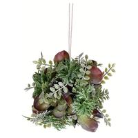 Vickerman 5" Artificial Mixed Green Red Succulent Ball