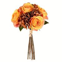 Vickerman 13" Artificial Tan Rose Hydrangea Bouquet (2 pack)