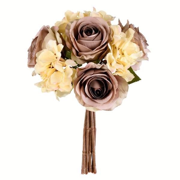 13" Artificial Ivory Rose Hydrangea Bouquet (2 pack)