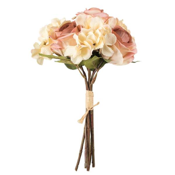 13" Artificial Cream Pink Rose Hydrangea Bouquet (2 pack)