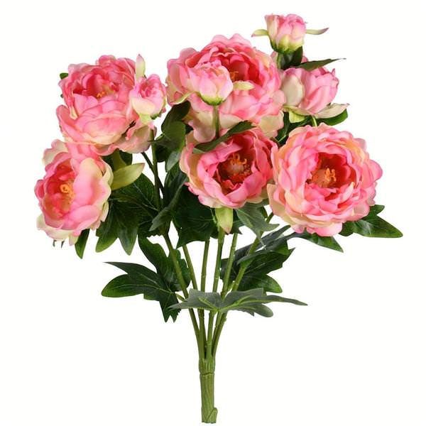 19" Artificial Light Pink Peony Bush
