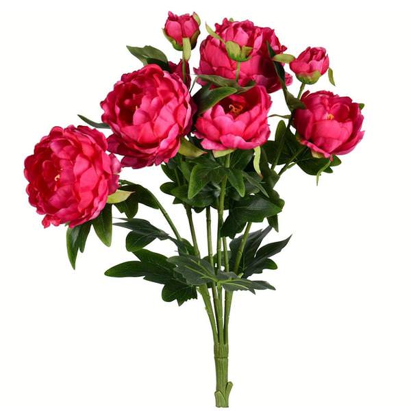 19" Artificial Fuchsia Peony Bush