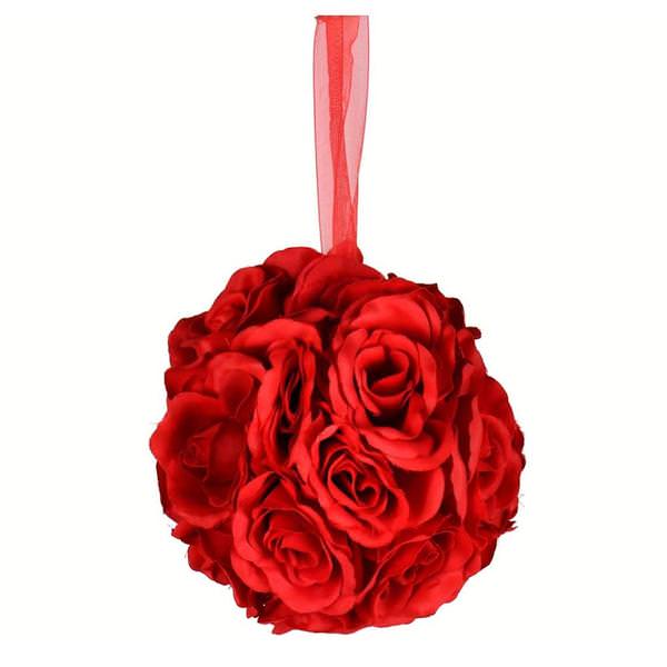 6" Artificial Red Rose Ball (2 pack)