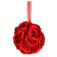 Vickerman 6" Artificial Red Rose Ball (2 pack)