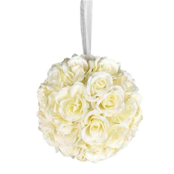 8" Artificial White Rose Ball