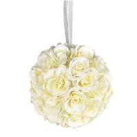 Vickerman 8" Artificial White Rose Ball