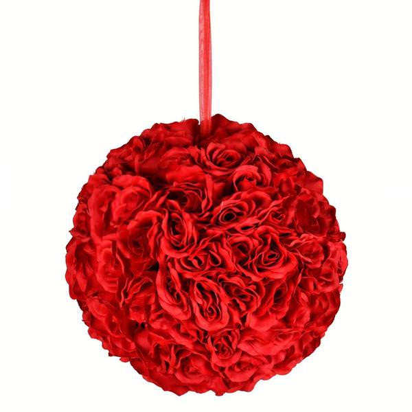 12" Artificial Red Rose Ball