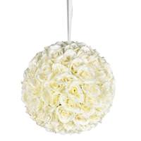 Vickerman 12" Artificial White Rose Ball