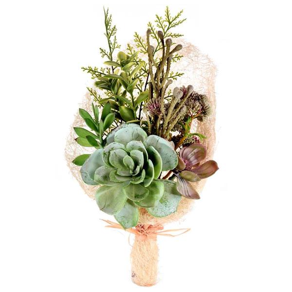 15" Artificial Green Succulent Bouquet