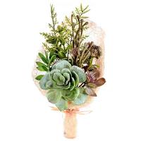 Vickerman 15" Artificial Green Succulent Bouquet