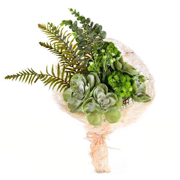 21" Artificial Green Succulent Bouquet