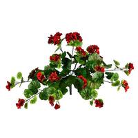 Vickerman 16" Artificial Red Geranium Hanging Bush