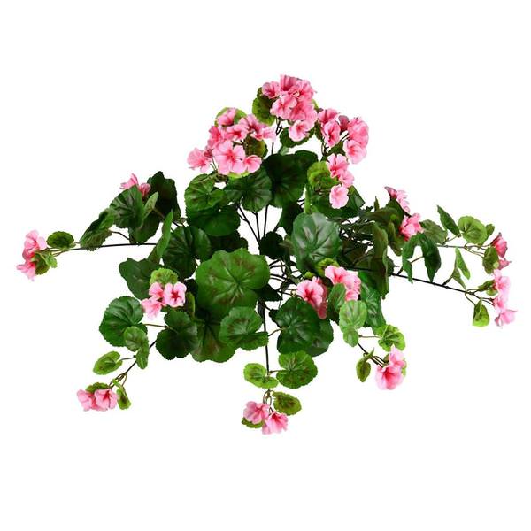 16" Artificial Pink Geranium Hanging Bush
