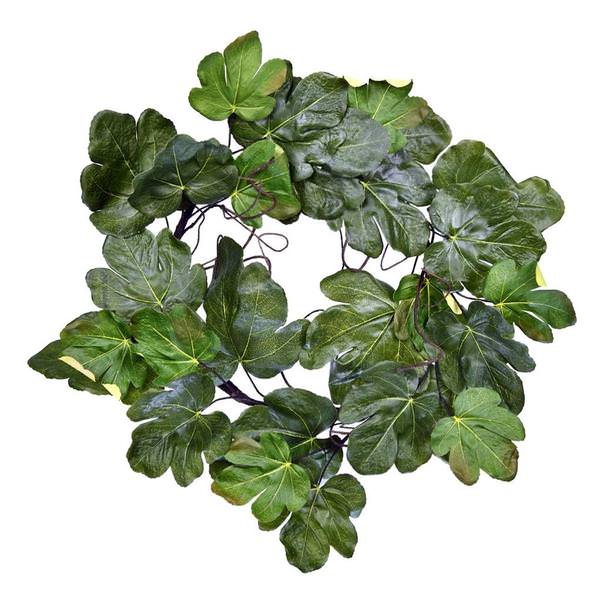 24" Artificial Green Fig Leaf Wreath