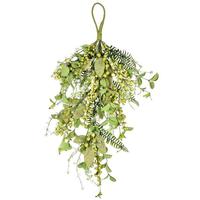 Vickerman 24" Artificial Green Fern Berry Eucalyptus Teardrop