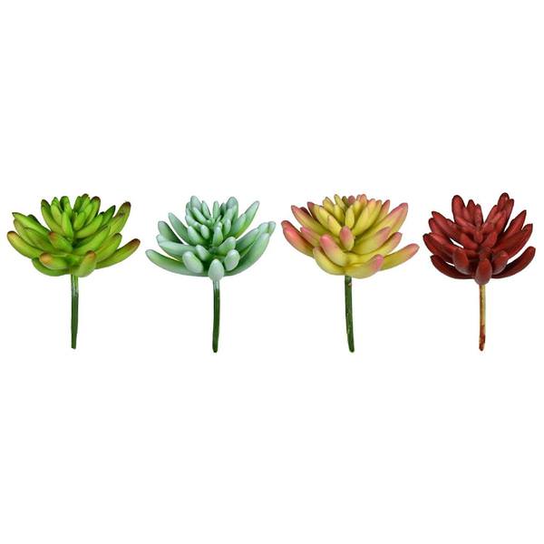 4" Artificial Multi-Color Succulent Assortment (Set of 4)