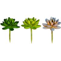 Vickerman 3" Artificial Green / Purple Succulent Pick (2 Sets of 3)