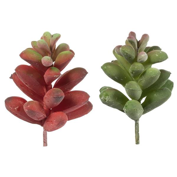 4" Artificial Red / Green Succulent Pick (6 pack)