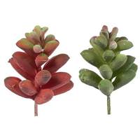 View 4" Artificial Red / Green Succulent Pick (6 pack)