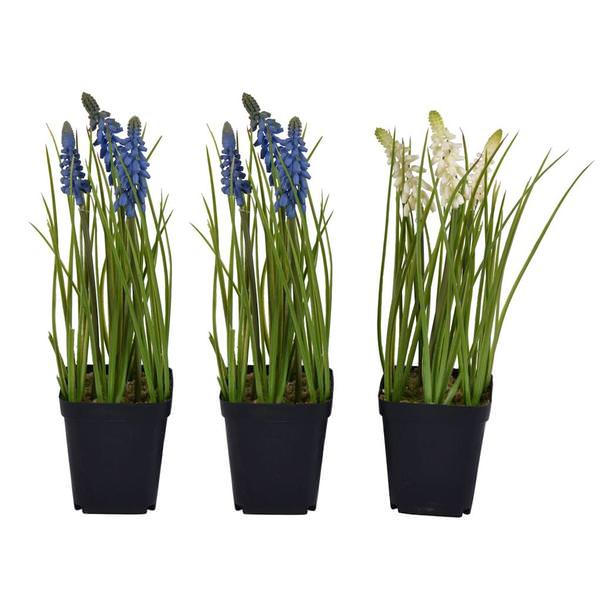 11" Artificial Purple, Cream Hyacinth (Set of 3)